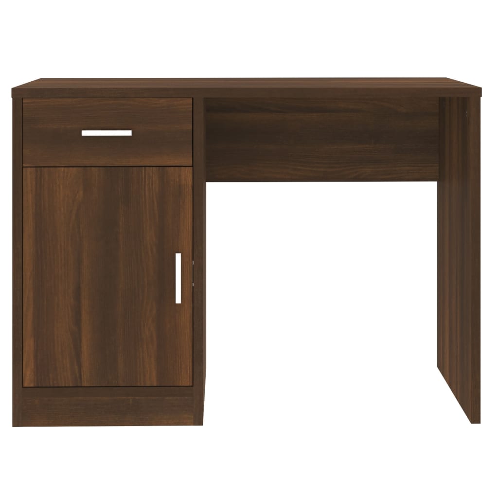 Desk With Drawer&Cabinet Brown Oak 100X40X73 Cm Engineered Wood