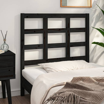 Bed Headboard Black 105.5X4X100 Cm Solid Wood Pine