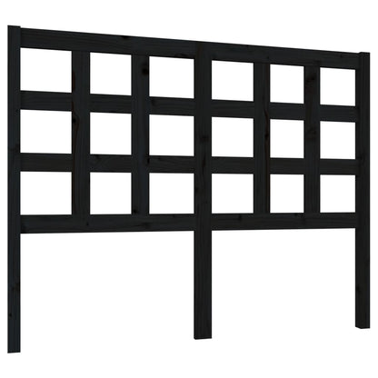 Bed Headboard Black 125.5X4X100 Cm Solid Wood Pine