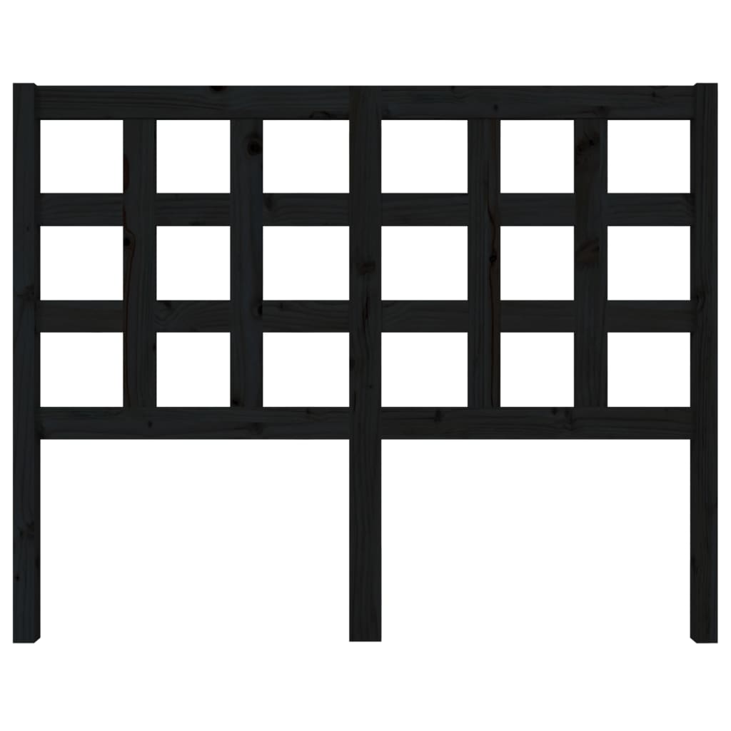 Bed Headboard Black 125.5X4X100 Cm Solid Wood Pine