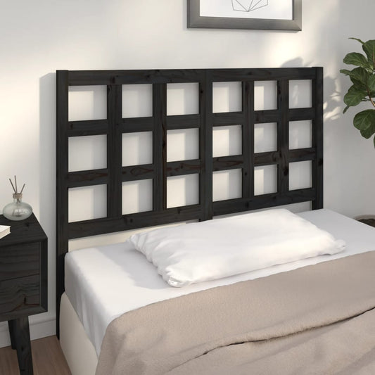 Bed Headboard Black 125.5X4X100 Cm Solid Wood Pine