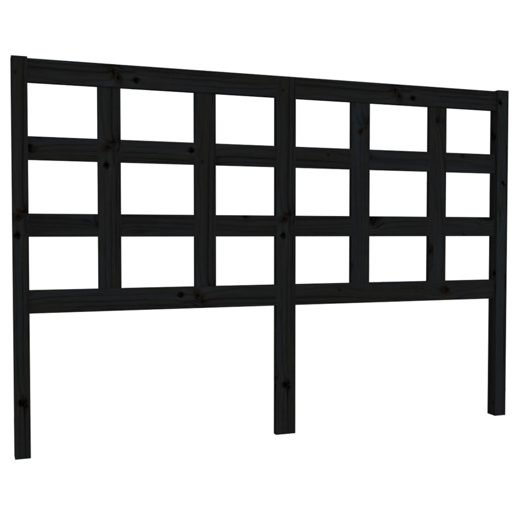 Bed Headboard Black 145.5X4X100 Cm Solid Wood Pine