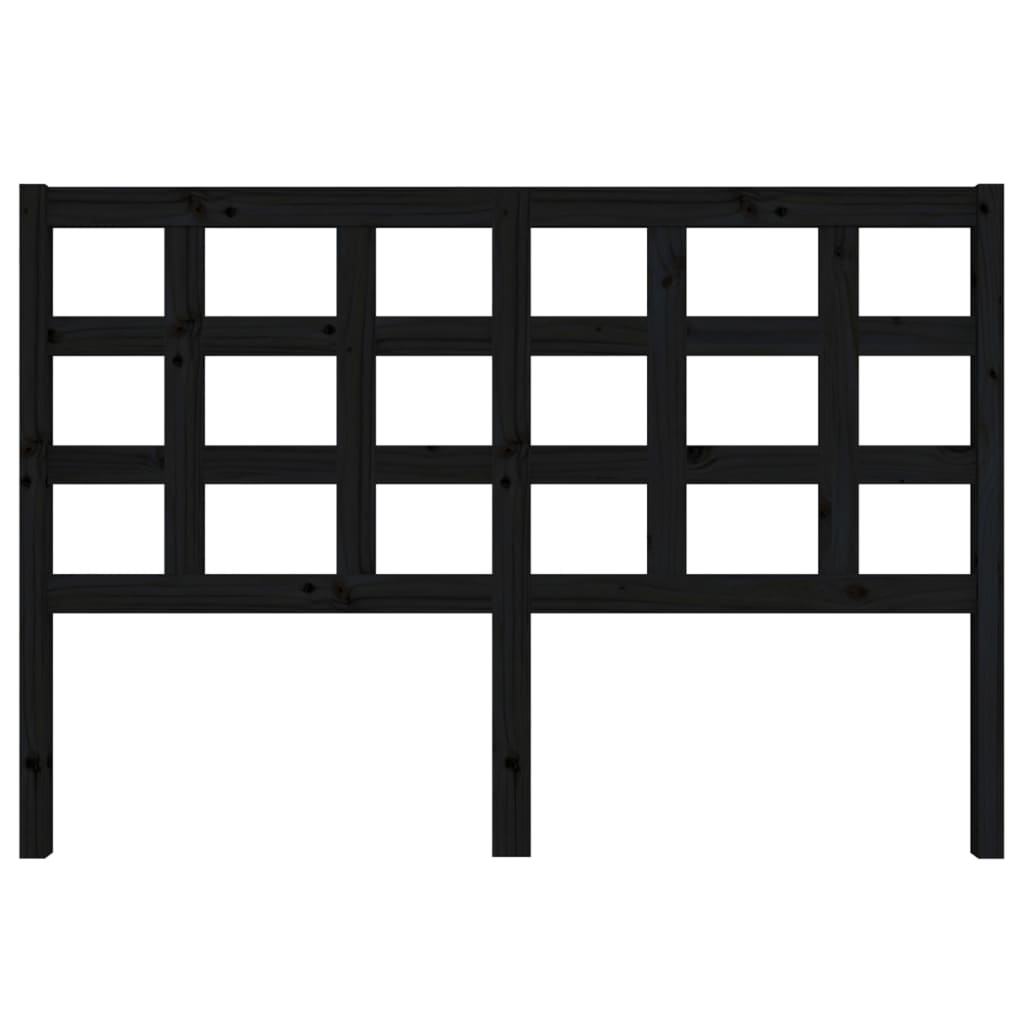 Bed Headboard Black 145.5X4X100 Cm Solid Wood Pine