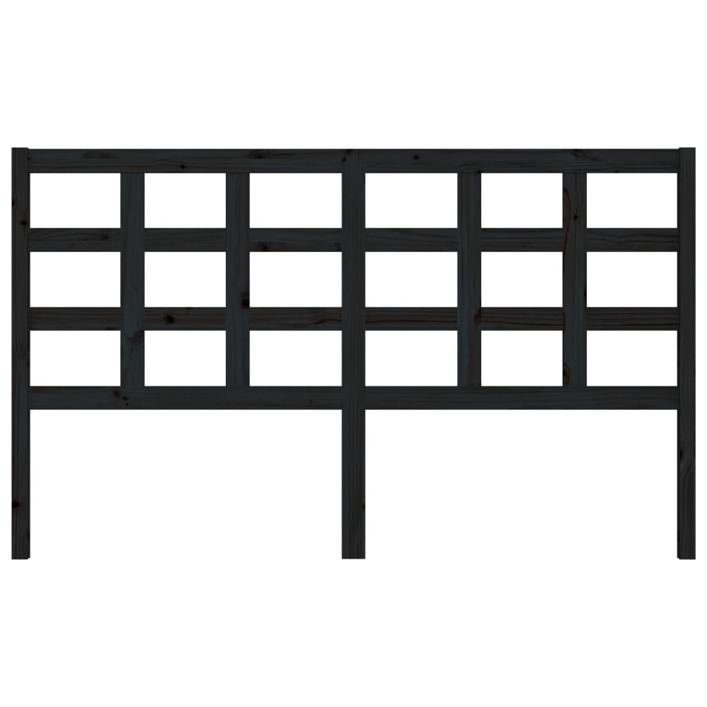 Bed Headboard Black 165.5X4X100 Cm Solid Wood Pine