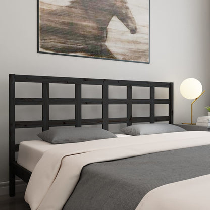 Bed Headboard Black 185.5X4X100 Cm Solid Wood Pine