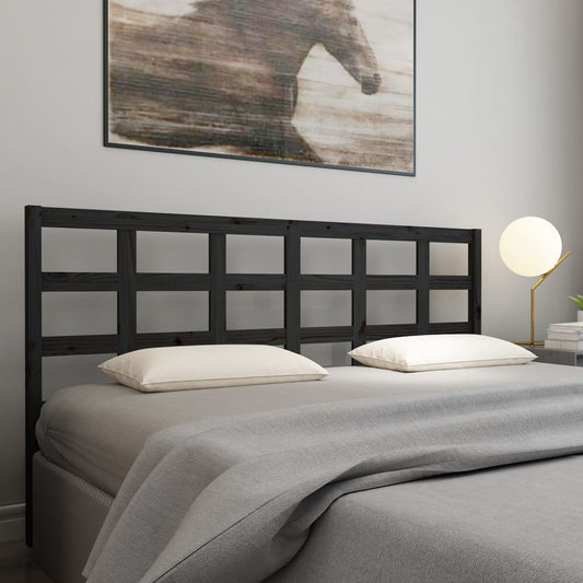 Bed Headboard Black 185.5X4X100 Cm Solid Wood Pine