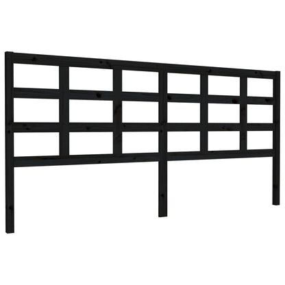 Bed Headboard Black 205.5X4X100 Cm Solid Wood Pine