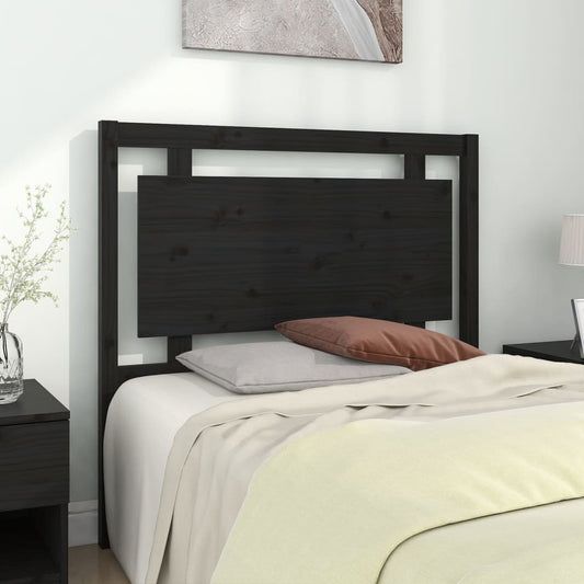 Bed Headboard Black 105.5X4X100 Cm Solid Pine Wood