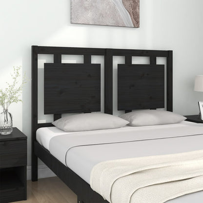 Bed Headboard Black 125.5X4X100 Cm Solid Pine Wood