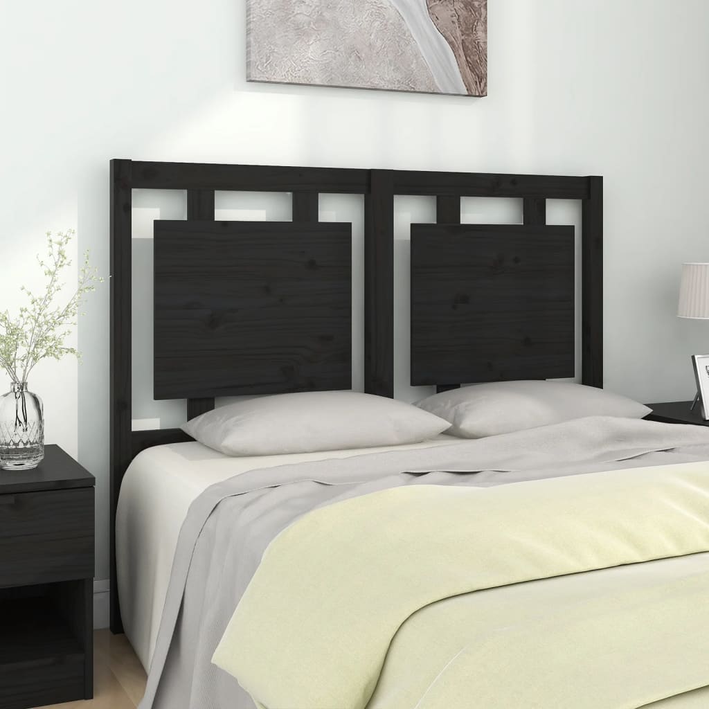 Bed Headboard Black 125.5X4X100 Cm Solid Pine Wood