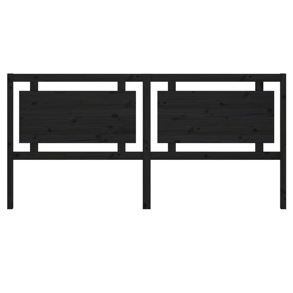 Bed Headboard Black 205.5X4X100 Cm Solid Pine Wood