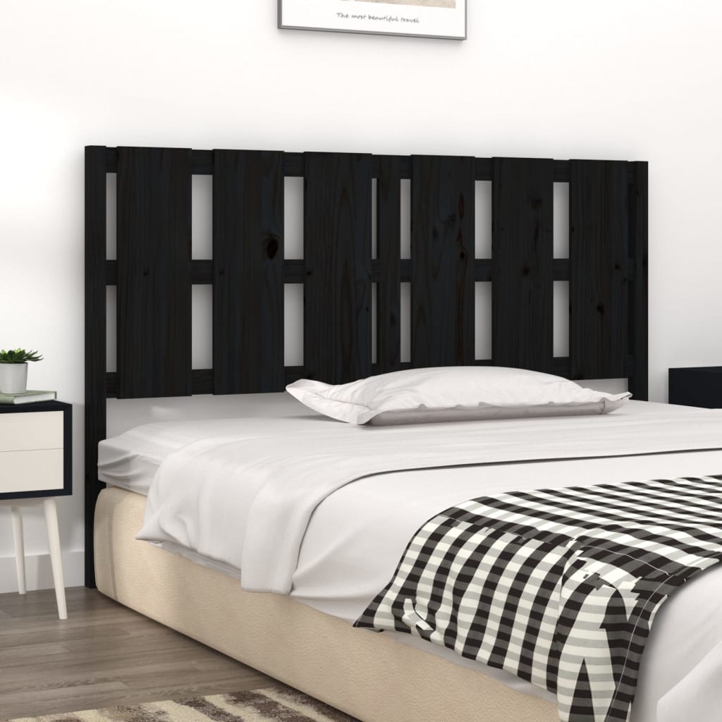 Bed Headboard Black 155.5X4X100 Cm Solid Wood Pine