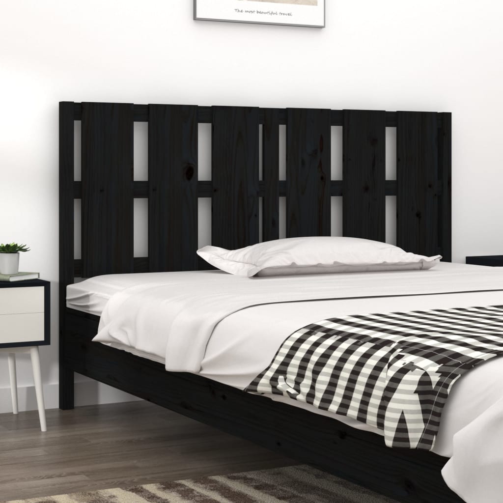 Bed Headboard Black 155.5X4X100 Cm Solid Wood Pine