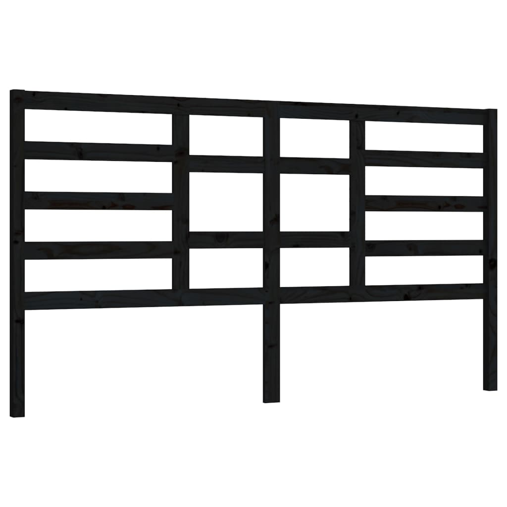 Bed Headboard Black 186X4X104 Cm Solid Wood Pine