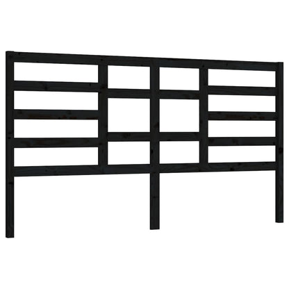 Bed Headboard Black 206X4X104 Cm Solid Wood Pine