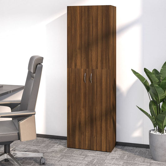 Office Cabinet Brown Oak 60X32X190 Cm Engineered Wood