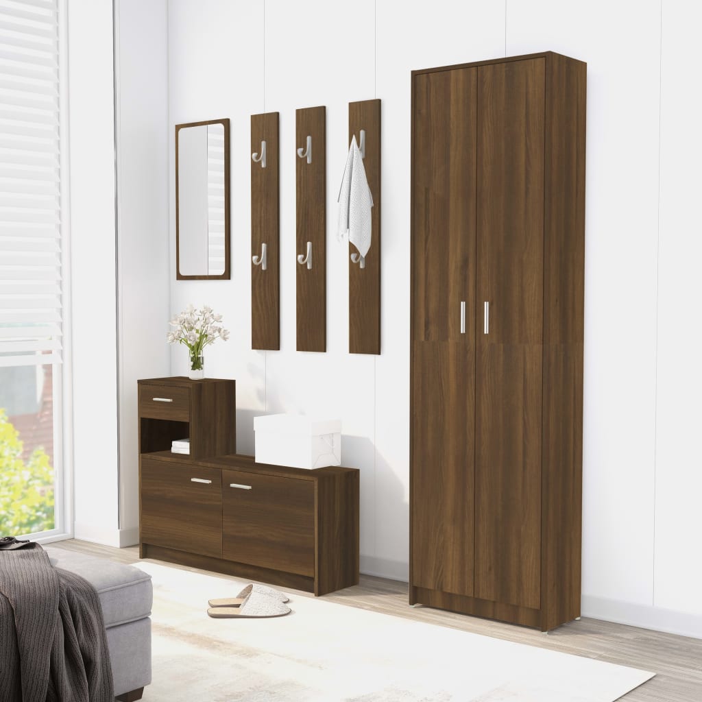 Hallway Wardrobe Brown Oak 55X25X189 Cm Engineered Wood