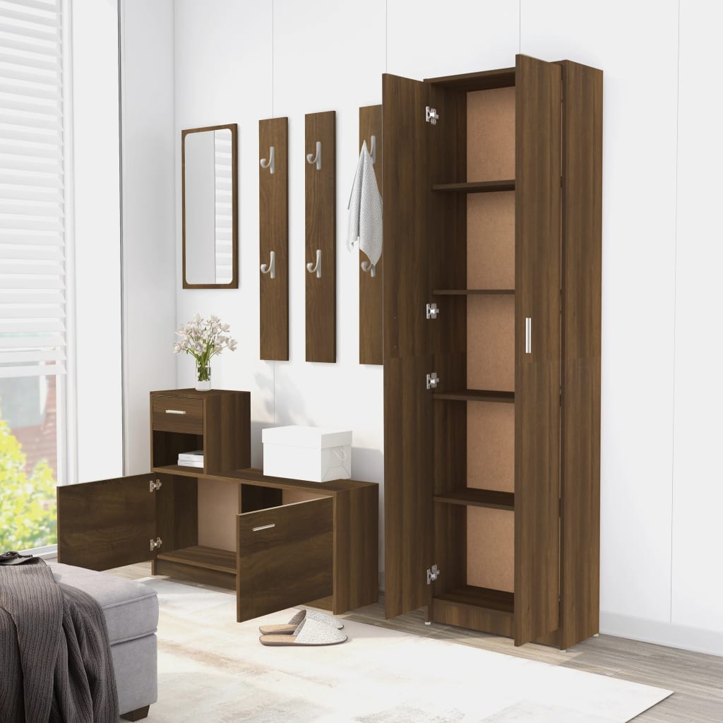 Hallway Wardrobe Brown Oak 55X25X189 Cm Engineered Wood