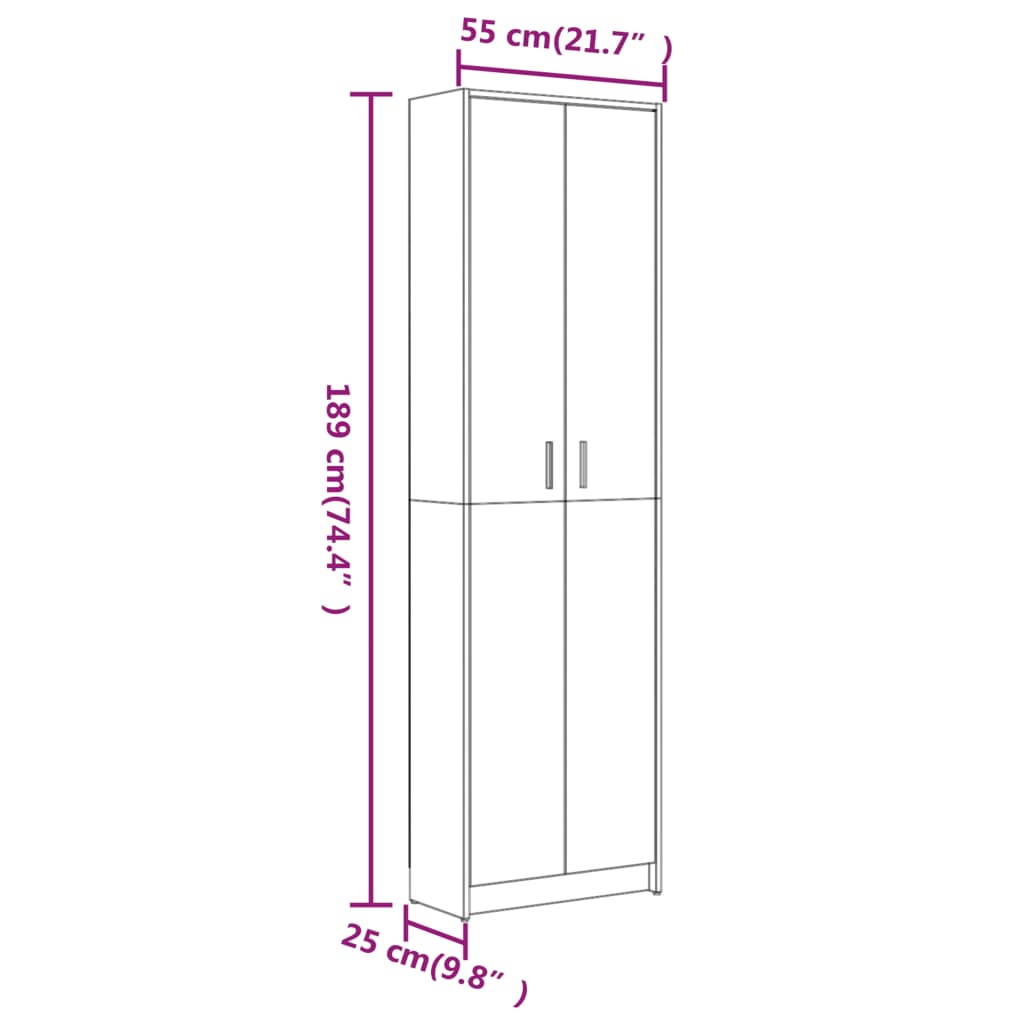 Hallway Wardrobe Brown Oak 55X25X189 Cm Engineered Wood