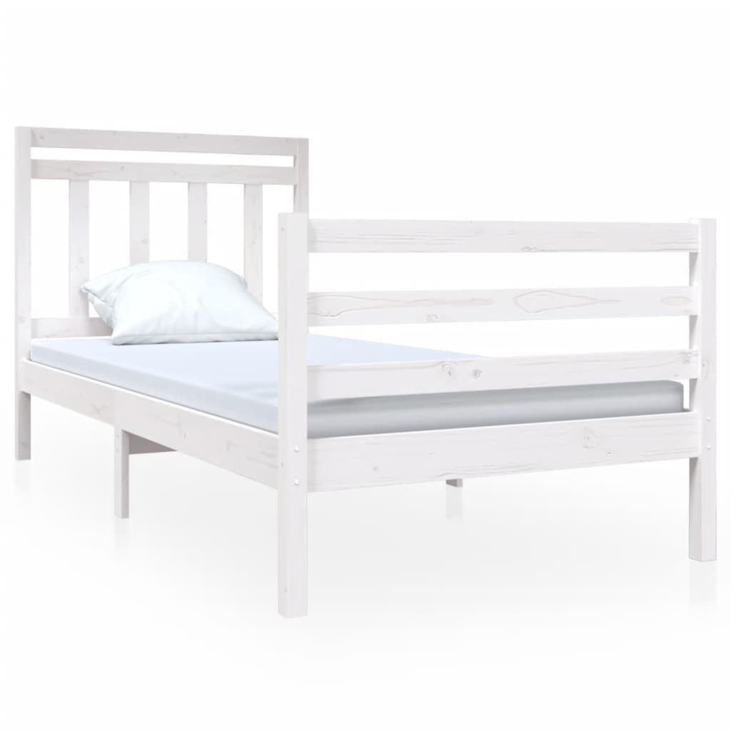 Bed Frame White 90X190 Cm Single Solid Wood