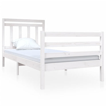 Bed Frame White 90X190 Cm Single Solid Wood