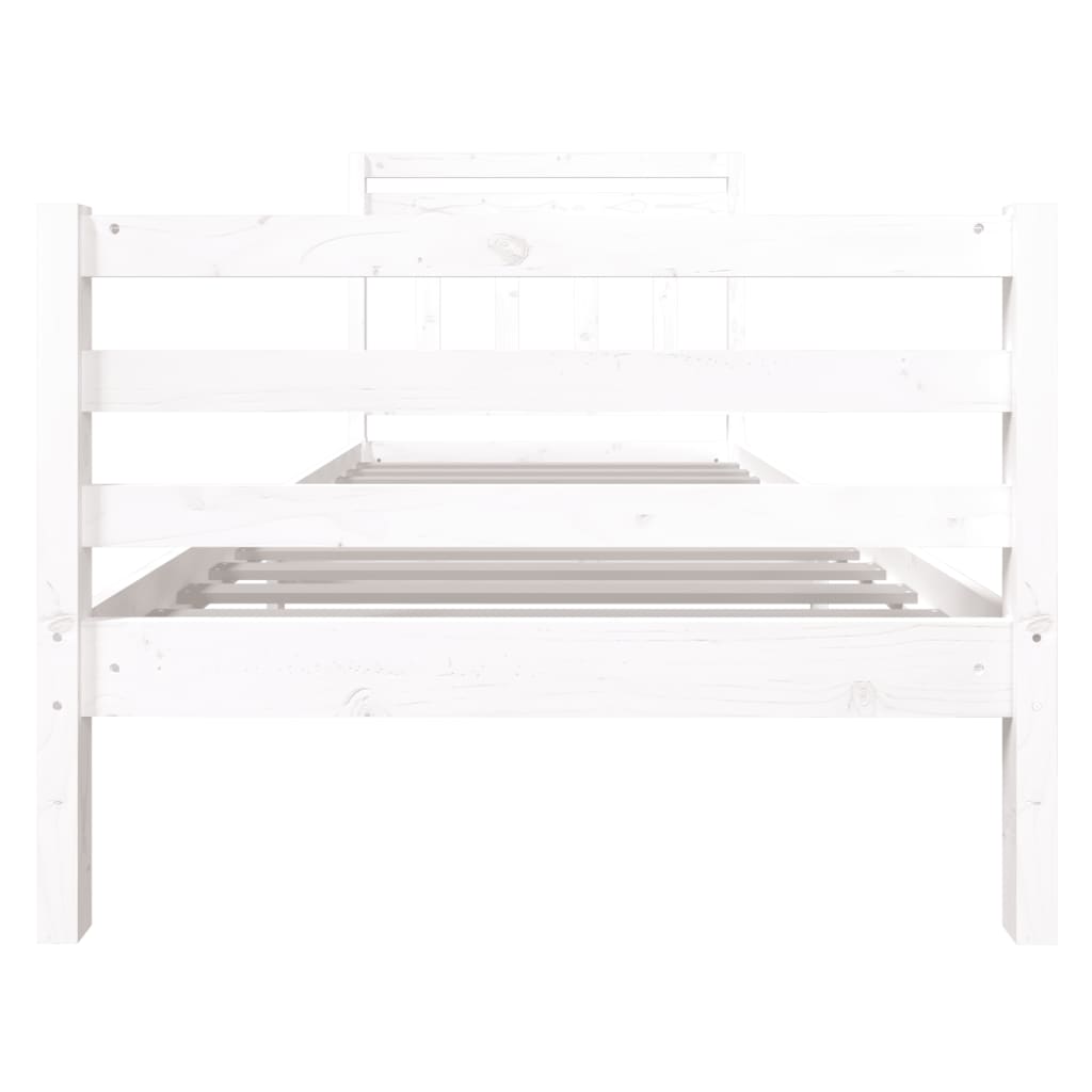 Bed Frame White 90X190 Cm Single Solid Wood