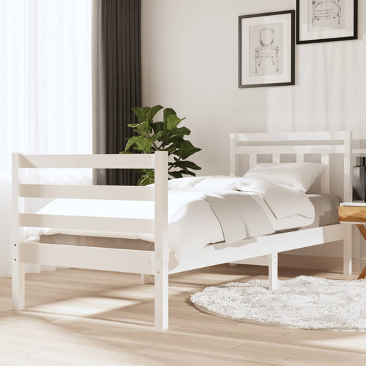 Bed Frame White 90X190 Cm Single Solid Wood