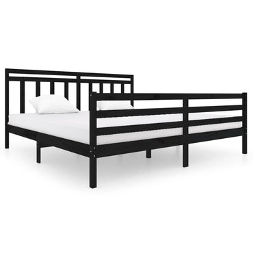 3100678 Bed Frame Without Mattress Black Solid Wood 200X200 Cm (810454+814118)