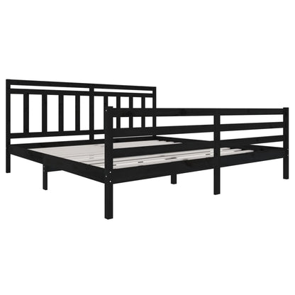 3100678 Bed Frame Without Mattress Black Solid Wood 200X200 Cm (810454+814118)