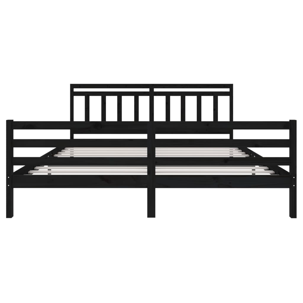 3100678 Bed Frame Without Mattress Black Solid Wood 200X200 Cm (810454+814118)