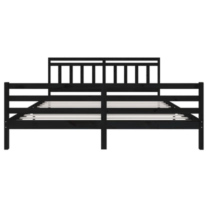 3100678 Bed Frame Without Mattress Black Solid Wood 200X200 Cm (810454+814118)