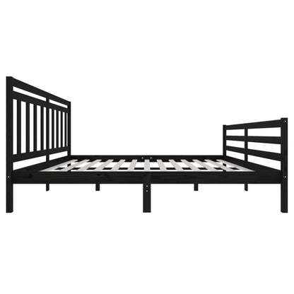 3100678 Bed Frame Without Mattress Black Solid Wood 200X200 Cm (810454+814118)