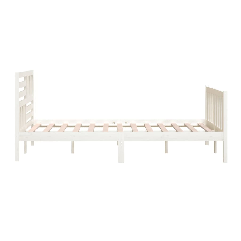 Bed Frame White 150X200 Cm King Size Solid Wood