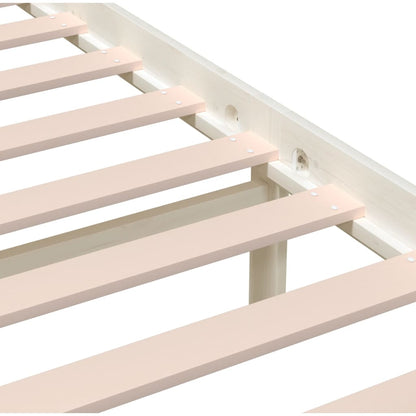 Bed Frame White 150X200 Cm King Size Solid Wood