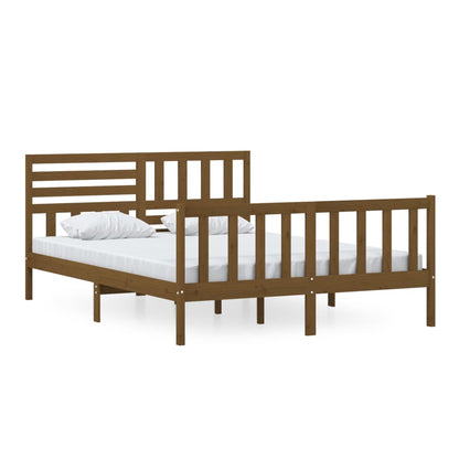 Bed Frame Honey Brown 150X200 Cm King Size Solid Wood