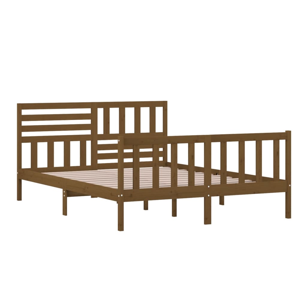 Bed Frame Honey Brown 150X200 Cm King Size Solid Wood