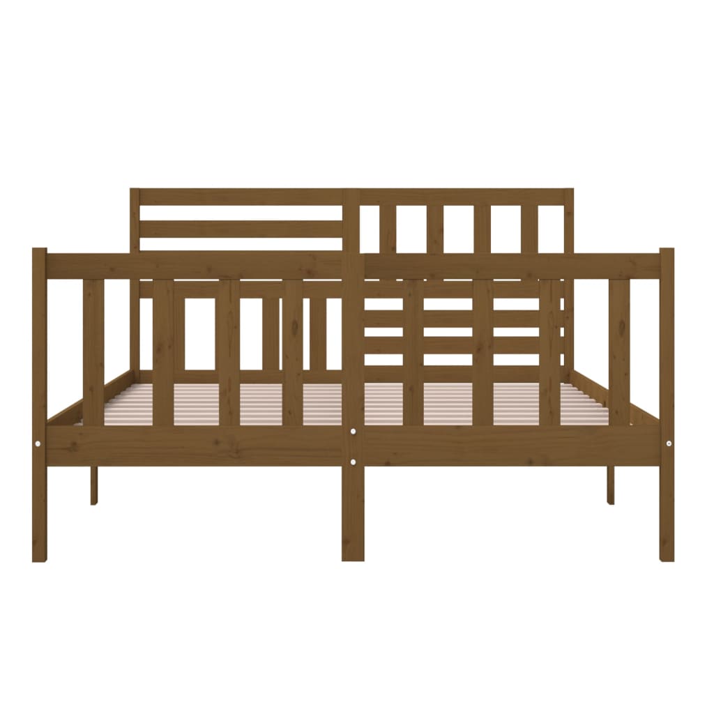 Bed Frame Honey Brown 150X200 Cm King Size Solid Wood