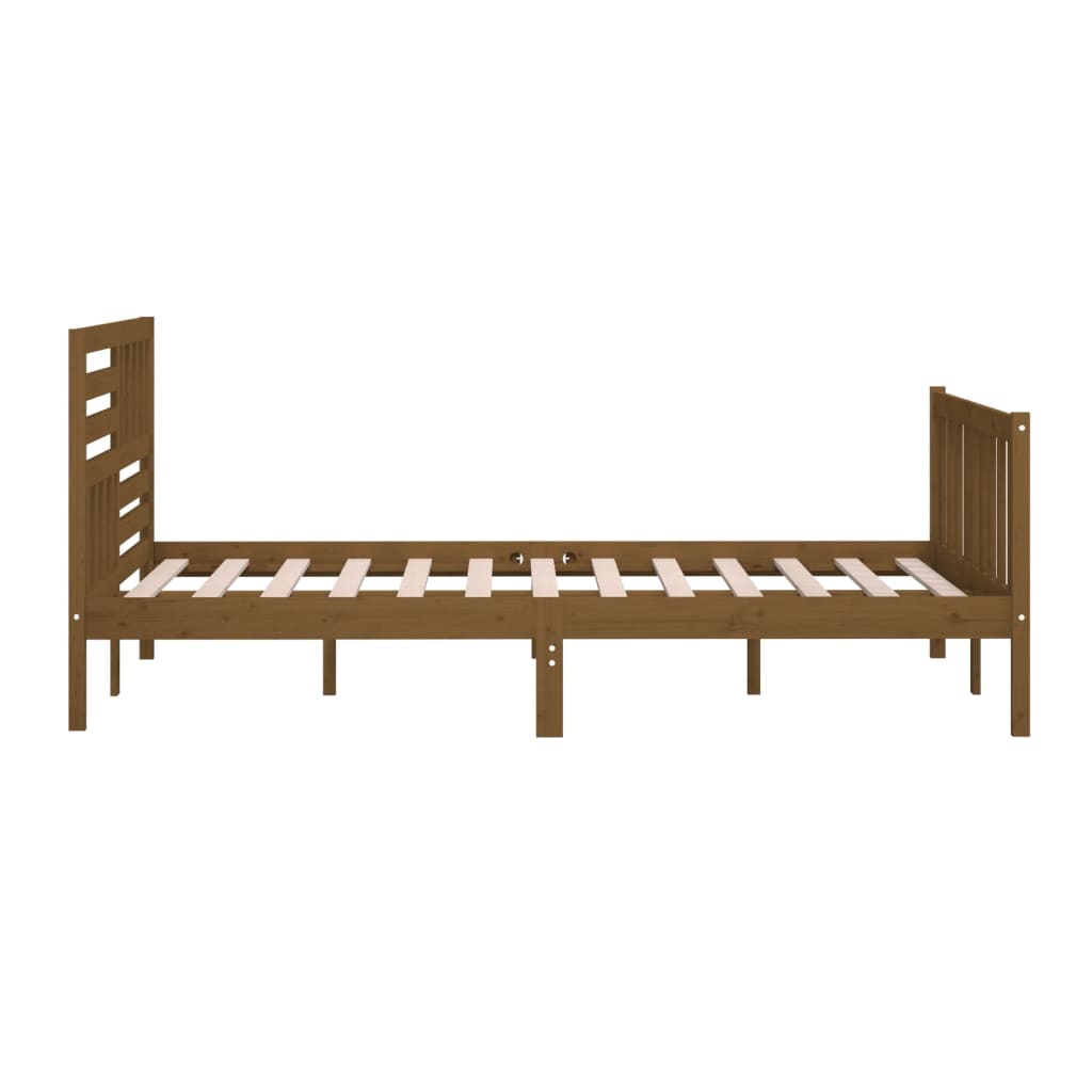 Bed Frame Honey Brown 150X200 Cm King Size Solid Wood