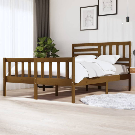 Bed Frame Honey Brown 150X200 Cm King Size Solid Wood