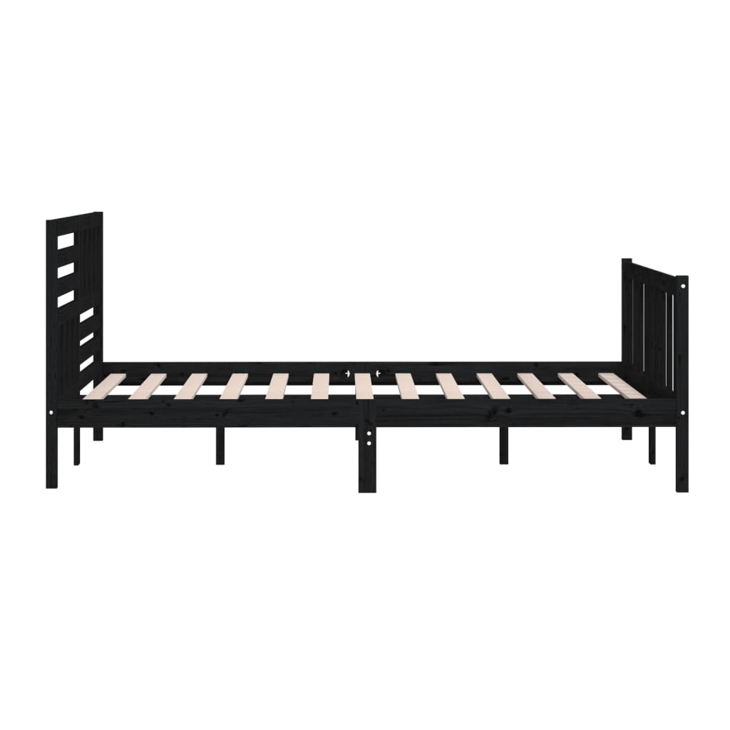 Bed Frame Black 150X200 Cm King Size Solid Wood