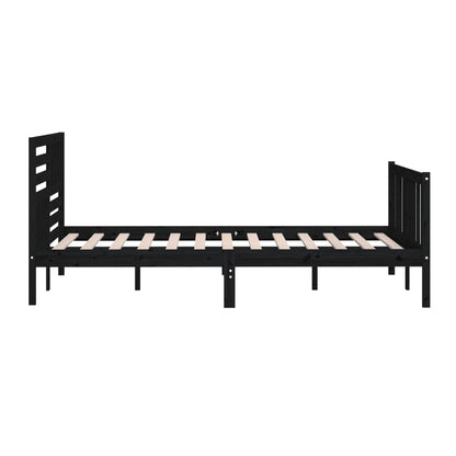 Bed Frame Black 150X200 Cm King Size Solid Wood