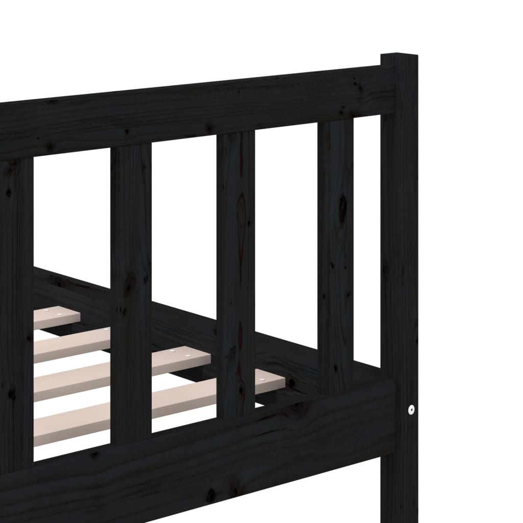 Bed Frame Black 150X200 Cm King Size Solid Wood