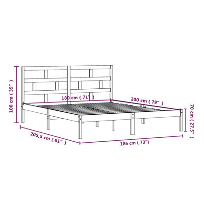 Bed Frame 180X200 Cm Super King Size Solid Wood