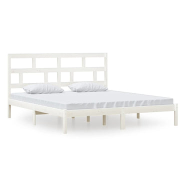 Bed Frame White 180X200 Cm Super King Size Solid Wood