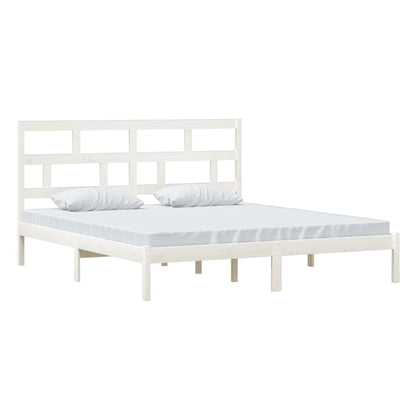 Bed Frame White 180X200 Cm Super King Size Solid Wood