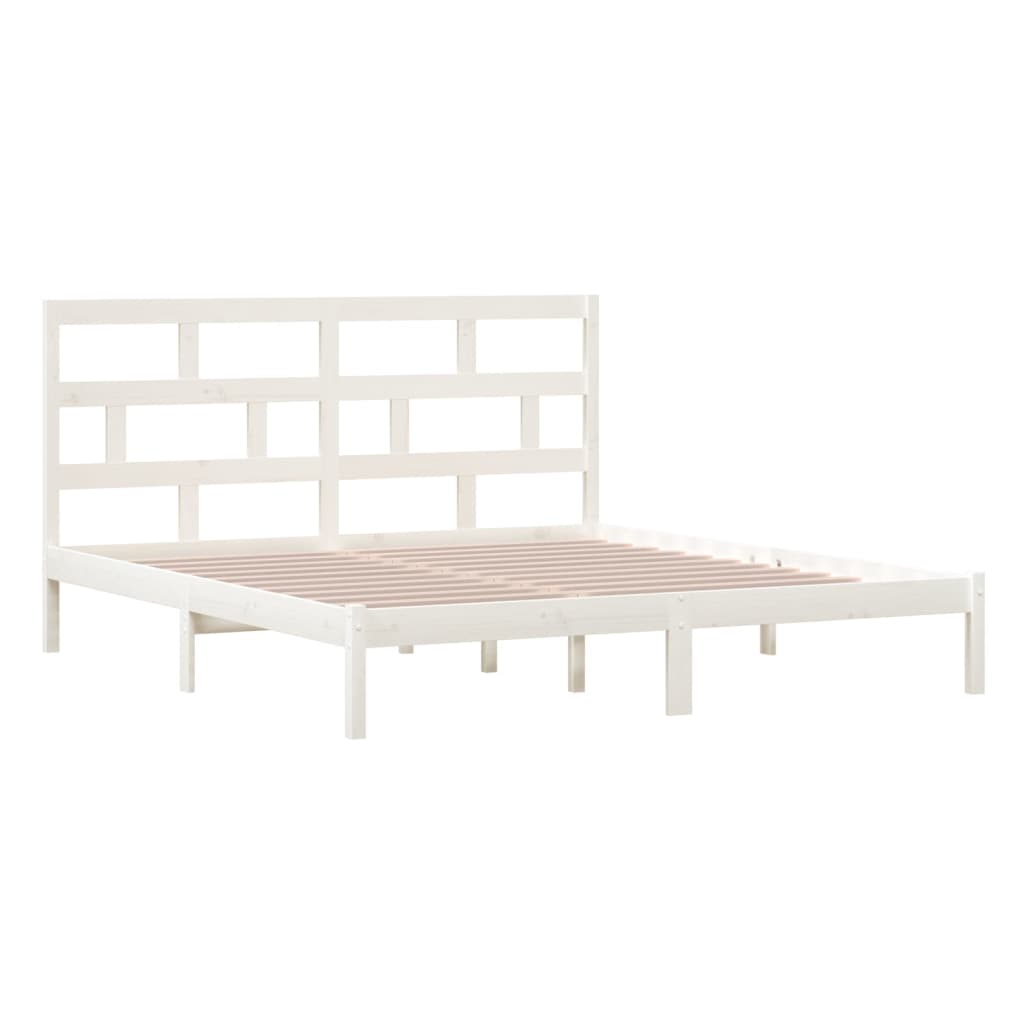 Bed Frame White 180X200 Cm Super King Size Solid Wood