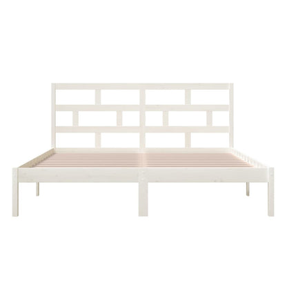 Bed Frame White 180X200 Cm Super King Size Solid Wood