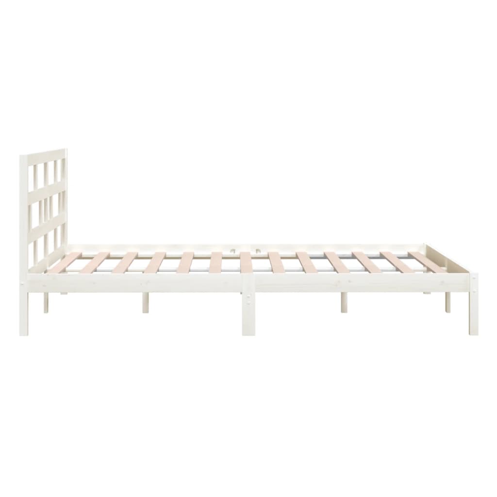 Bed Frame White 180X200 Cm Super King Size Solid Wood