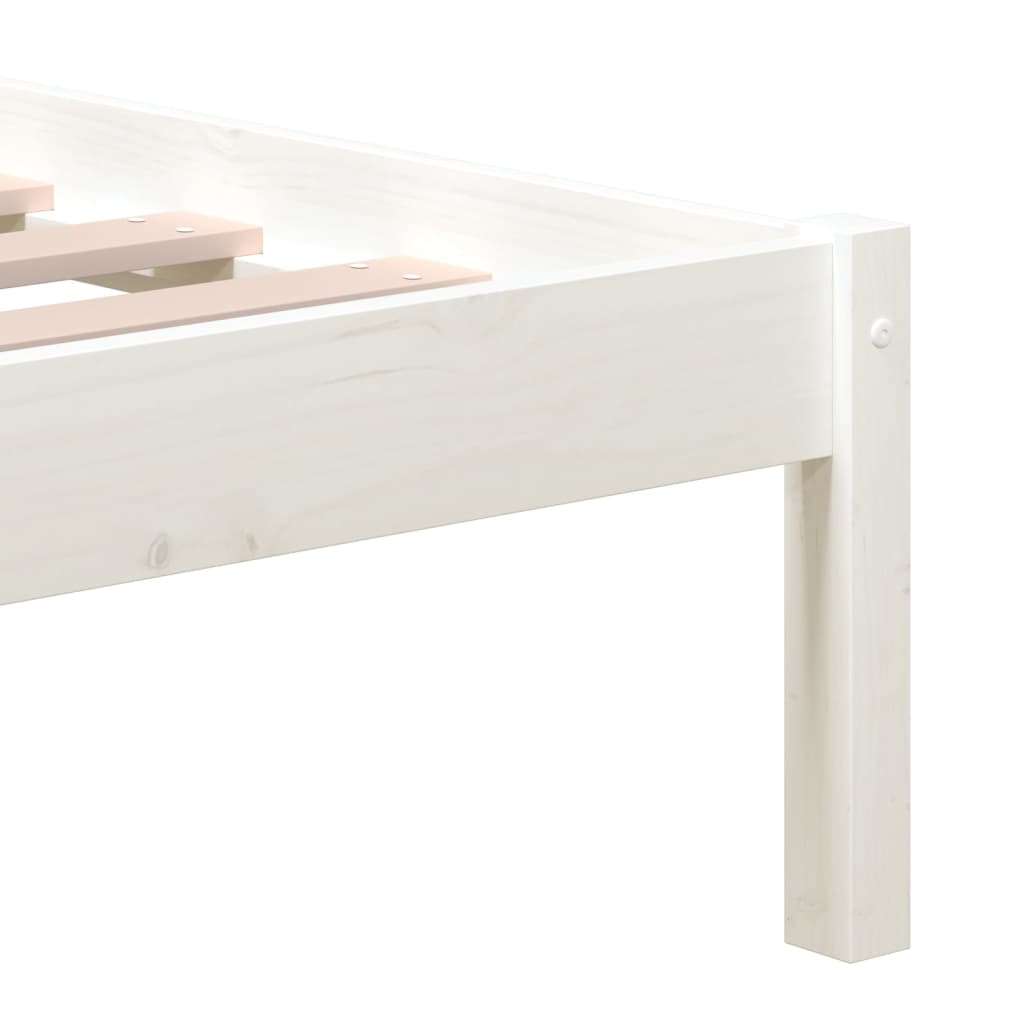 Bed Frame White 180X200 Cm Super King Size Solid Wood