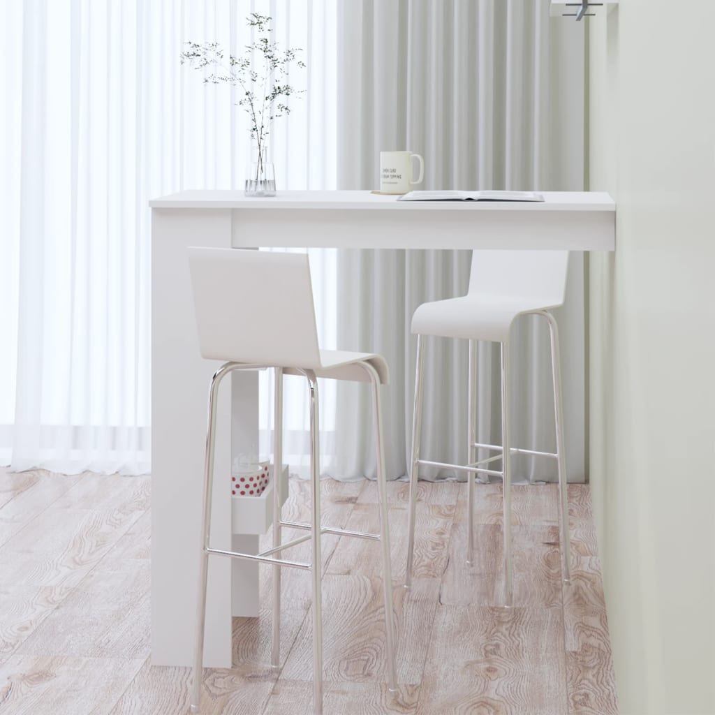 Wall Bar Table White 102X45X103.5 Cm Engineered Wood